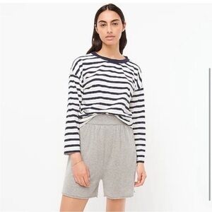 NWT J. Crew Essential Wide Sleeve T Shirt Top Stripe Blue White Preppy Cotton L